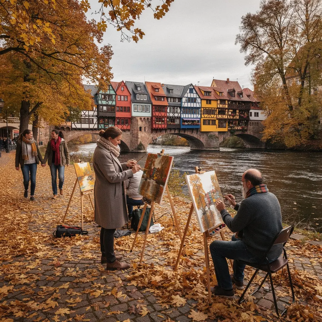 Die Krämerbrücke in Erfurt mit ihren historischen Fachwerkhäusern.